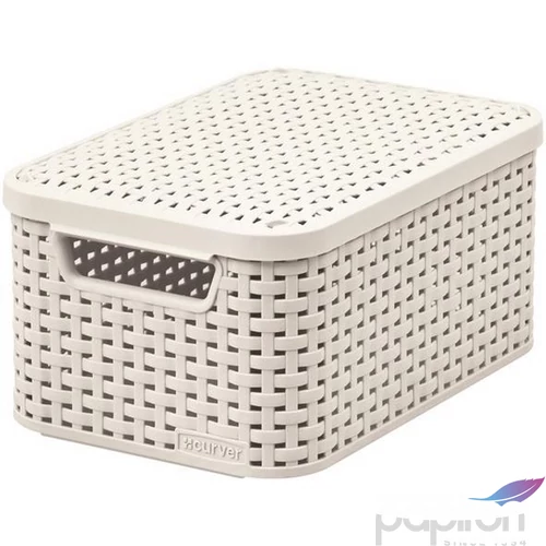 Rattan hatású kosár tetőve 6l törtfehér CURVER Style S