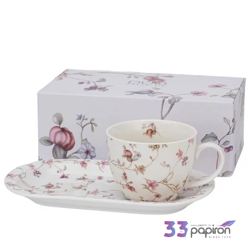 Reggeliző szett porcelán Jumbo csésze és alj SAFA Díszdobozban