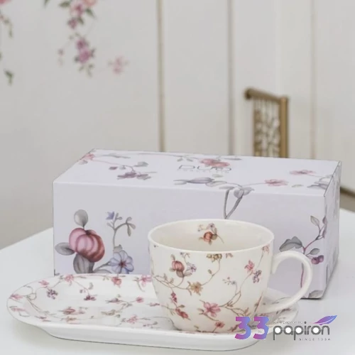 Reggeliző szett porcelán Jumbo csésze és alj SAFA Díszdobozban