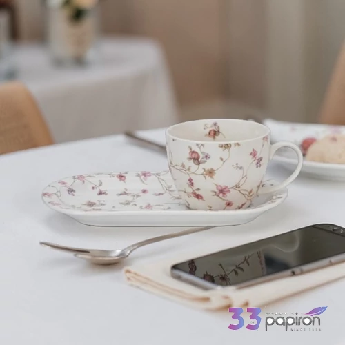 Reggeliző szett porcelán Jumbo csésze és alj SAFA Díszdobozban