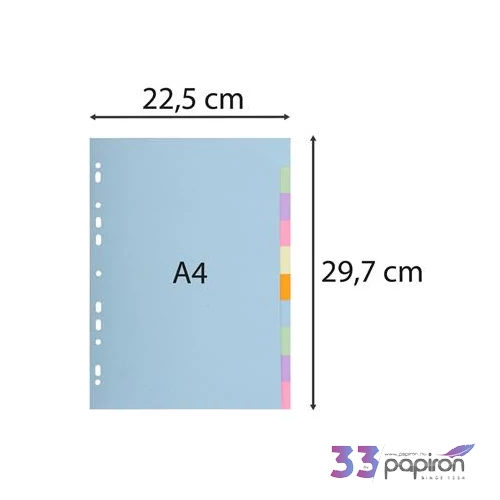 Regiszter karton A4 Exacompta 10 részes, pasztell színek