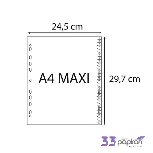 Regiszter műanyag A4+Exacompta 1-31, szürke
