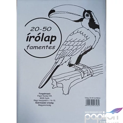 Írólap famentes 20-50 borítékos natur PAPAGÁJ kntr. iskolaszezonos termék