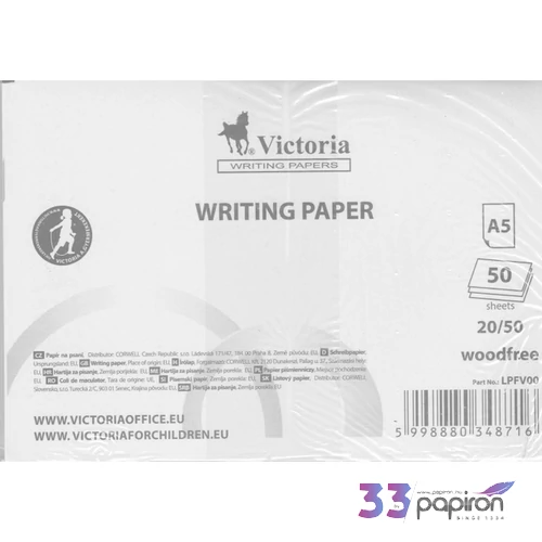 Írólap famentes 20-50 Victoria 50lap 60g-os iskolai írólap hófehér Irodai papíráru Victoria