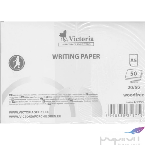 Írólap famentes 20-50 Victoria 50lap 60g-os iskolai írólap hófehér Irodai papíráru Victoria