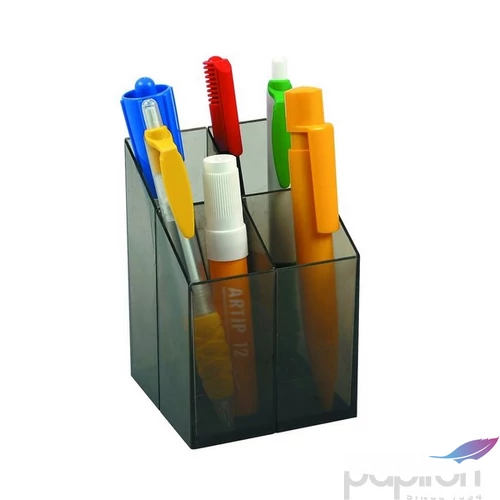 Írószertartó asztali ICO Pen Holder transzparens fekete rekeszes írószertartó, asztali írószerta