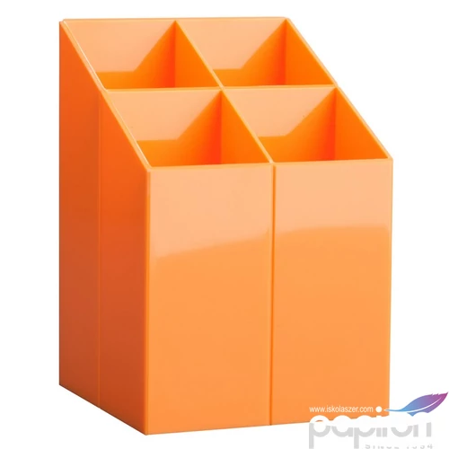 Írószertartó asztali ICO Pen Holder transzparens narancssárga rekeszes írószertartó, asztali írószerta