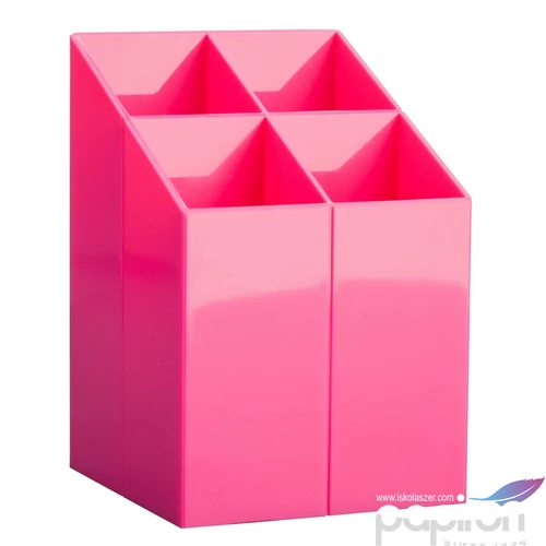 Írószertartó asztali ICO Pen Holder transzparens pink rekeszes írószertartó, asztali írószerta