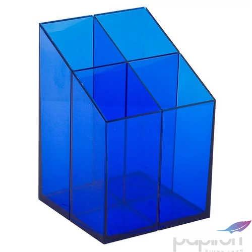 Írószertartó asztali ICO Pen Holder transzparens sötétkék rekeszes írószertartó, asztali írószerta