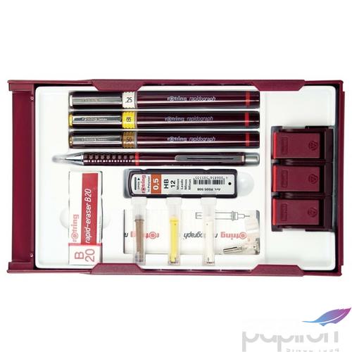Rotring csőtoll Isograph szett college szett "3+1 0,25; 0,35; 0,50mm"