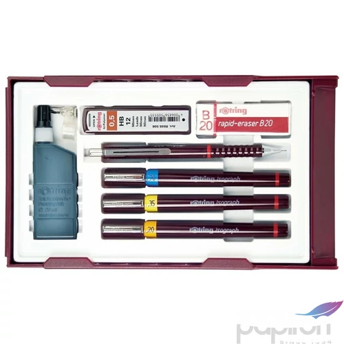 Rotring csőtoll Isograph szett college szett "3+1 0,20; 0,40; 0,80mm"