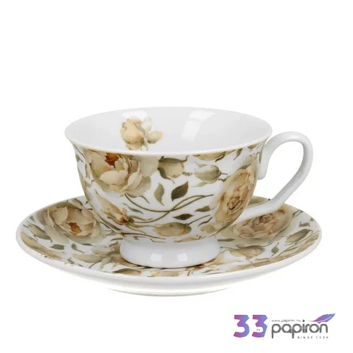 Csésze aljjal porcelán Royal ENGLISH ROSES WHITE Díszdobozban