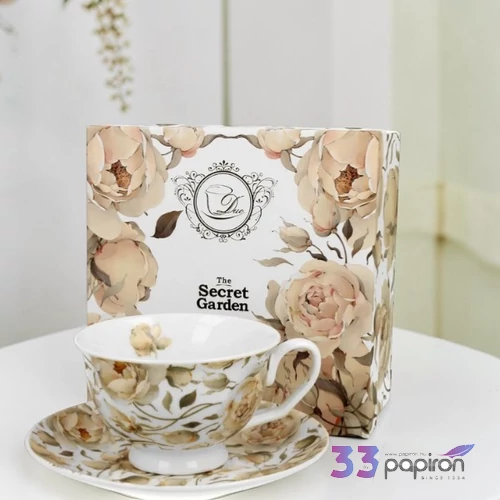 Csésze aljjal porcelán Royal ENGLISH ROSES WHITE Díszdobozban