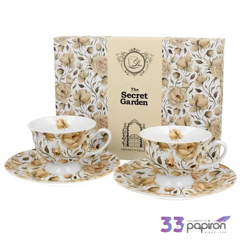 Royal eszpresszó csésze aljjal ENGLISH ROSES WHITE 2db porcelán Díszdobozban