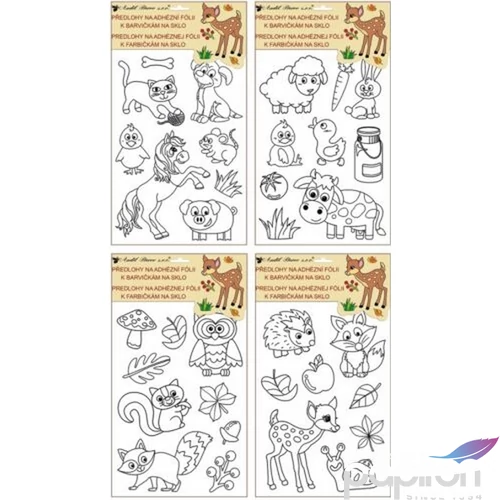 Sablon kontúros 30x21cm adhezív fólián, vegyes minták