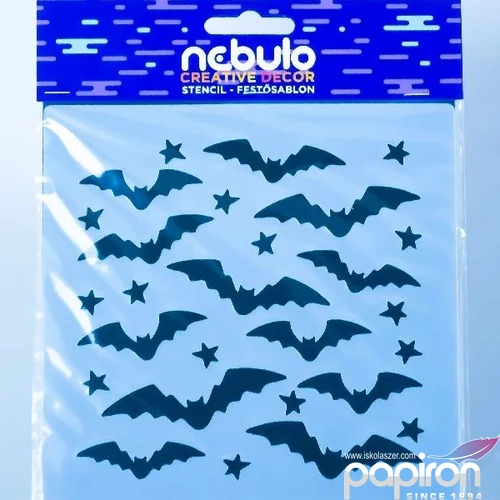 Sablon stencil Halloween denevér 14,5x14,5cm nebulo