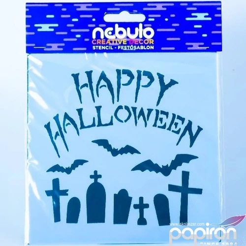 Sablon lap, stencil Halloween temető 14,5x14,5cm nebulo