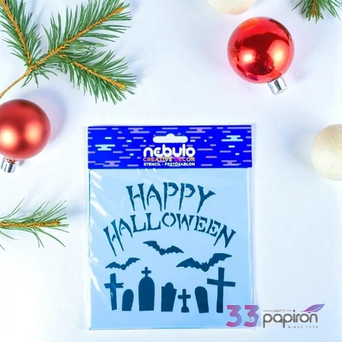 Sablon lap, stencil Halloween temető 14,5x14,5cm nebulo