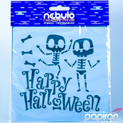 Sablon stencil Halloween csontok, 14,5x14,5cm nebulo