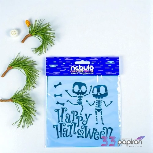Sablon stencil Halloween csontok, 14,5x14,5cm nebulo