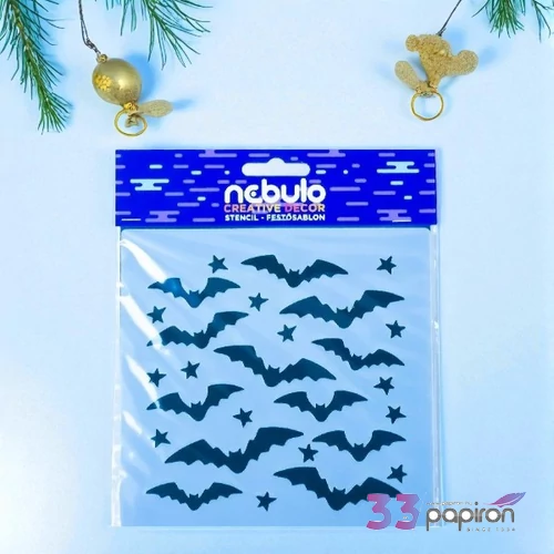 Sablon stencil Halloween denevér 14,5x14,5cm nebulo