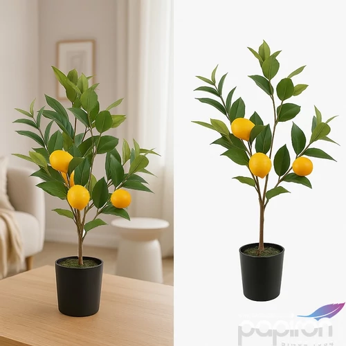 Selyemvirág - művirág 70cm citrus citrom citromsárga 33x28x70cm SDDST5 élthű