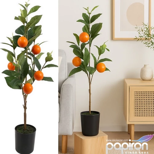 Selyemvirág - művirág fa 70cm citrus naracsfa naracssárga 33x28x70cm SDDST5 élethű exkluzív termék