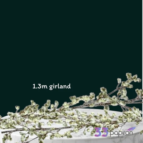 Selyemvirág - művirág girland2 Fehér zöld 130 cm 3cmx5cmx130cm sdkae