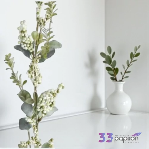 Selyemvirág - művirág girland2 glitteres, bogyós 3cmx5cmx130cm sdkae
