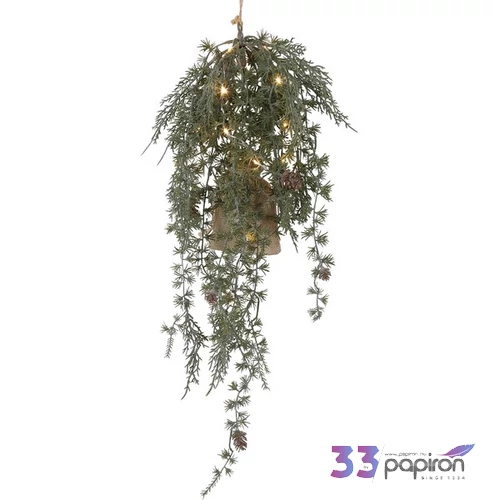 Selyemvirág - művirág Karácsonyi akasztó LED Larix zöld 25x25x62cm DST25