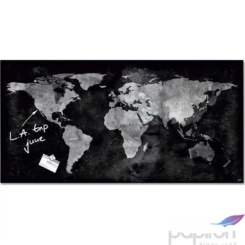 Mágneses üvegtábla SIGEL Artverum 46x91cm Világtérképpel fekete Prezentáció SIGEL GL270
