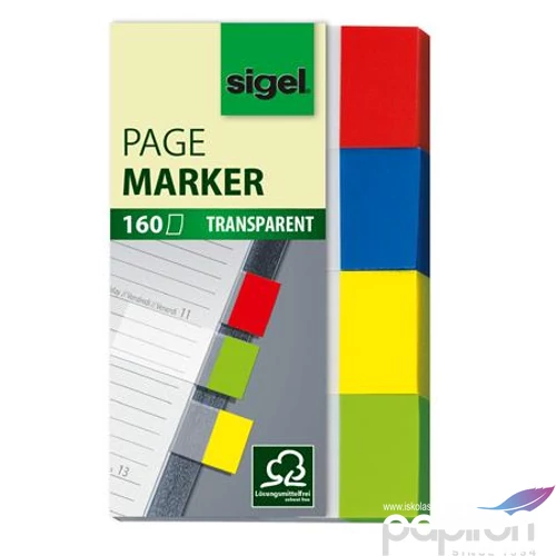 Sigel Jelölőcímke Clear, műanyag, vegyes szín 4x40 lap, 20x50 mm