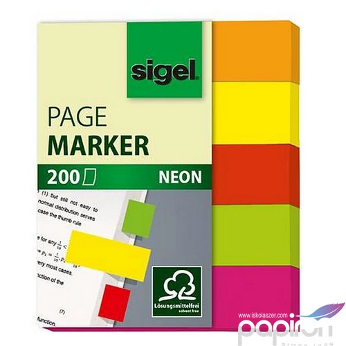 Sigel Jelölőcímke Neon Mini, papír, vegyes szín 5x40 lap, 12x50 mm