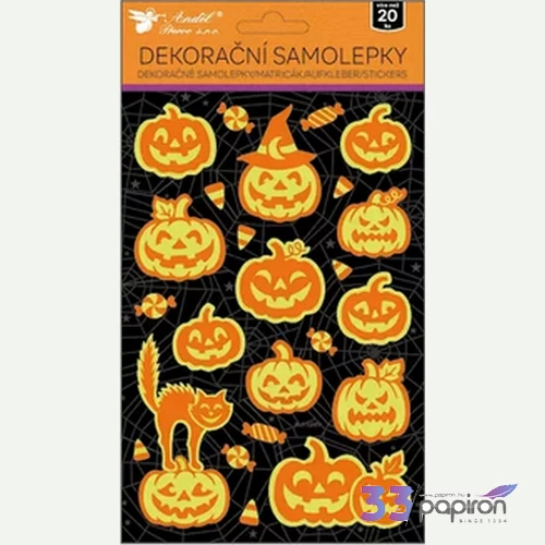 Sötétben világító matrica HALLOWEEN plasztik, 14,5 x 25 cm öntapadós