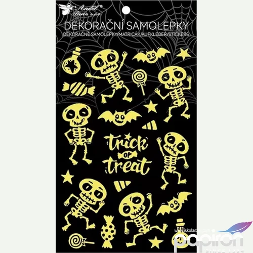 Matrica Sötétben világító HALLOWEEN plasztik, 14,5 x 25 cm öntapadós