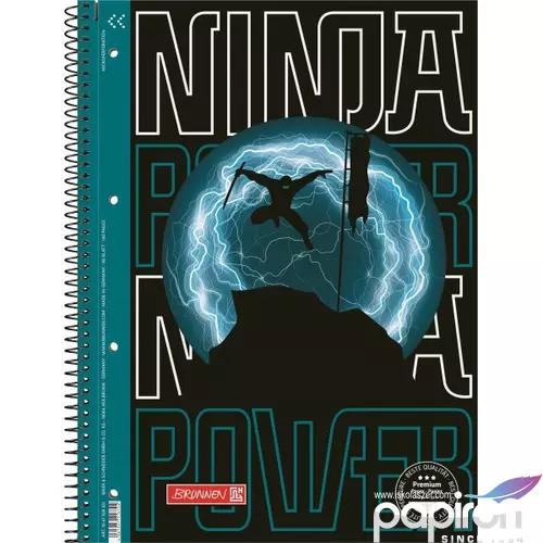 Spirálfüzet A4 Brunnen 80 lapos  90gr-os  perforált lyukasztott Ninja kockás   024   1067928321