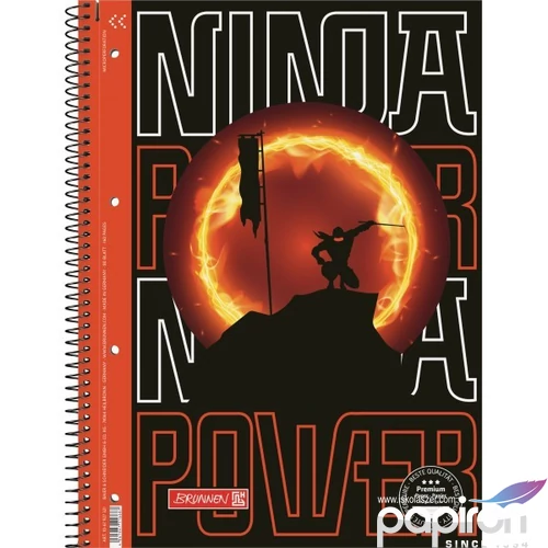 Spirálfüzet A4 Brunnen 80 lapos  90gr-os  perforált lyukasztott Ninja vonalas   024   1067927321