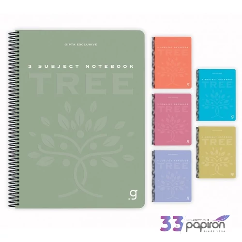 Spirálfüzet A4 Gipta Tree PP borítással 120 lapos színregiszteres kockás 6950