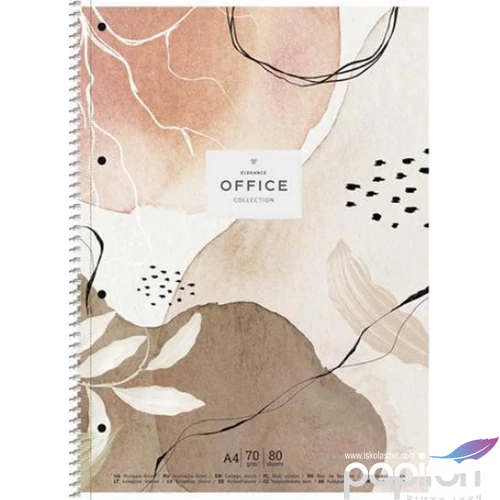 Spirálfüzet A4+ kockás 80lap, SHKOLYARYK Office collection Spirálfüzetek A4, papír borítóval