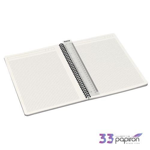 Spirálfüzet A4 Office karton borítóval A4 kockás piros LEITZ 90 lapos.
