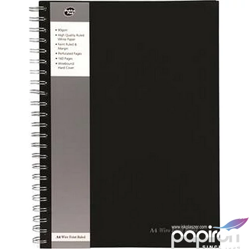 Spirálfüzet A4 Pukka Pad Black Range 80lap vonalas fekete Irodai füzet Pukka Pad SBWRULA4