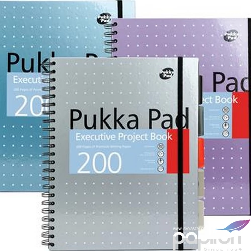Spirálfüzet A4+ Pukka Pad vonalas, 100 lapos,Metallic Project Book vegyes színek