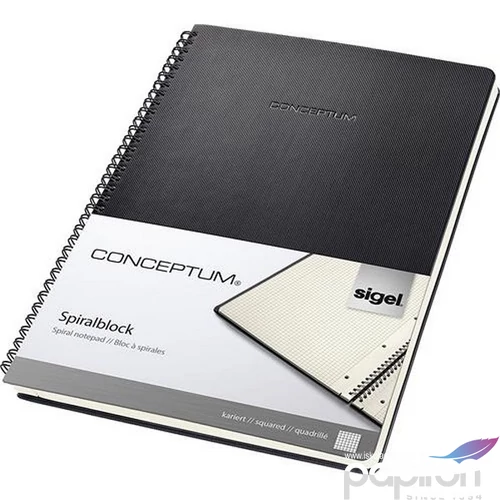 Spirálfüzet A4 Sigel Conceptum Conceptum exkluzív 80lap kockás fekete Irodai füzet Sigel CO820