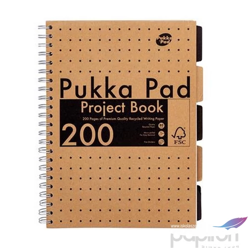 Spirálfüzet A4 vonalas 100 lap, PUKKA PAD Kraft project book PUP9566