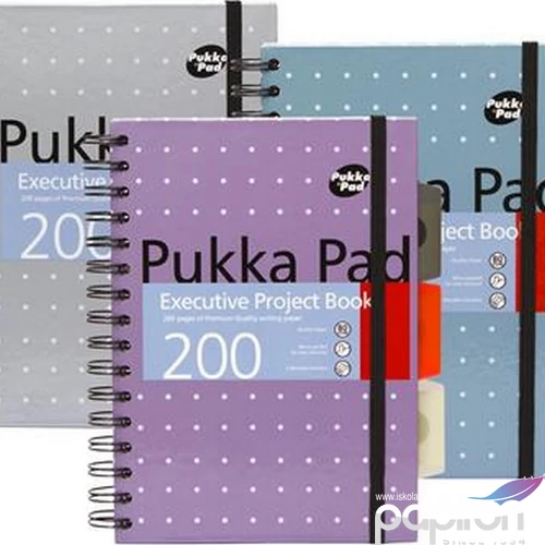 Spirálfüzet A5 Pukka Pad vonalas, 100 lapos,Metallic Project Book vegyes színek