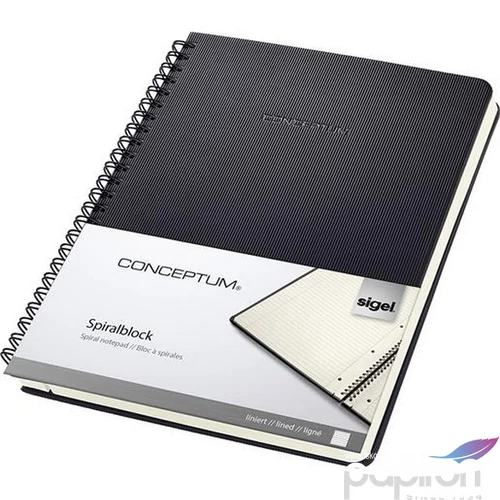 Spirálfüzet A5 Sigel Conceptum 80lap vonalas fekete Irodai füzet Sigel CO823