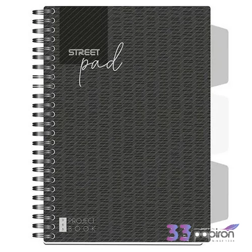 Spirálfüzet A5 Street Black kockás 100 lap regiszteres