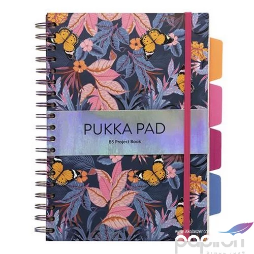 Spirálfüzet B5 vonalas 100 lap, PUKKA PAD Project Book Bloom vegyes minta