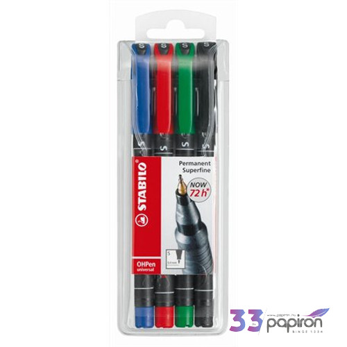 Alkoholos marker Stabilo OHP S 0,4mm tűhegyű 4színű készlet Írószerek STABILO 841/4