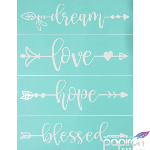 Stencil sablon 215x275mm dream, love, hope, blessed